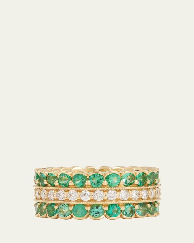 18K Gold Emerald & Diamond Ring